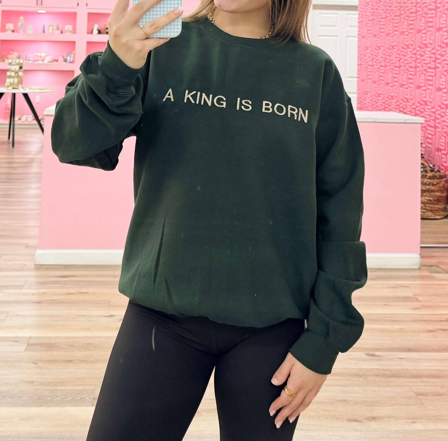 Distressed Vintage Couture - Graphic A King Is Born Sweatshirt