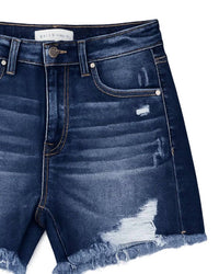 Risen - Women's Amara High Rise Distressed Mid Thigh Shorts