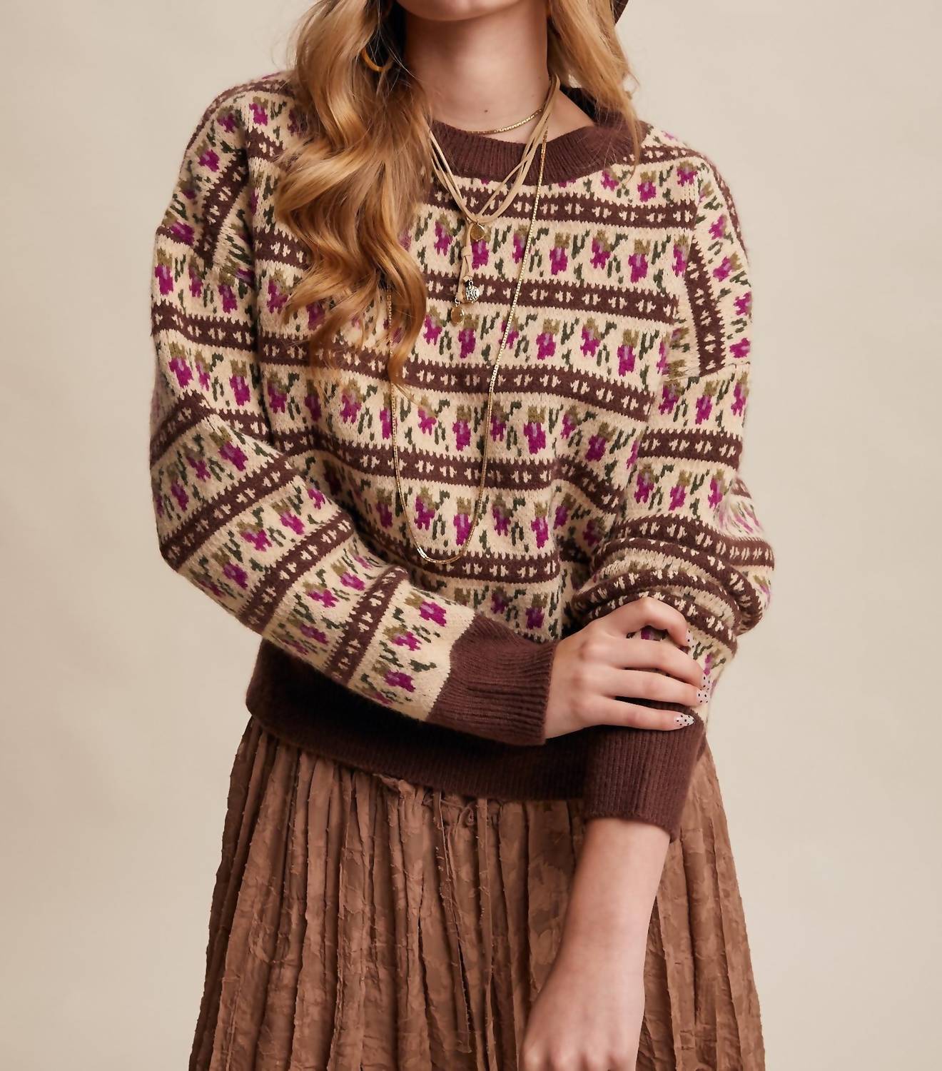 Listicle - Western Jacquard Knit Sweater