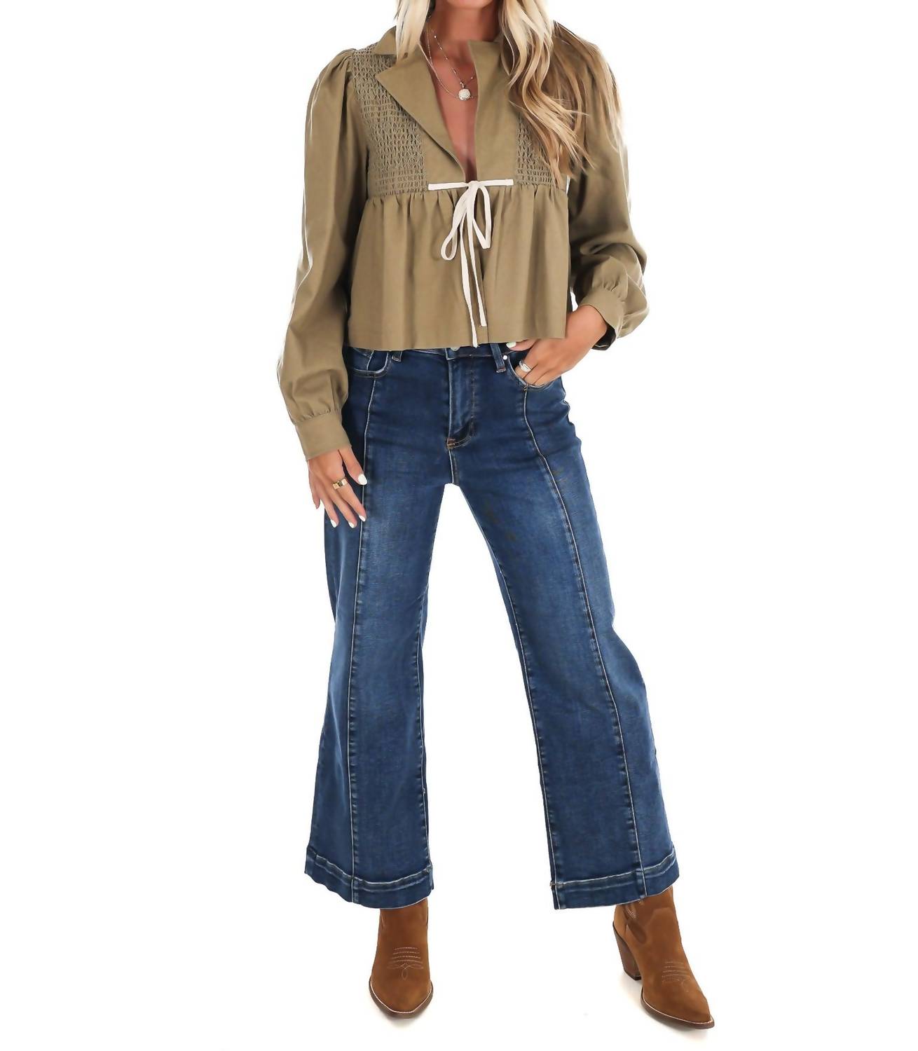 Idem Ditto - Autumn Leaves Tie Front Top