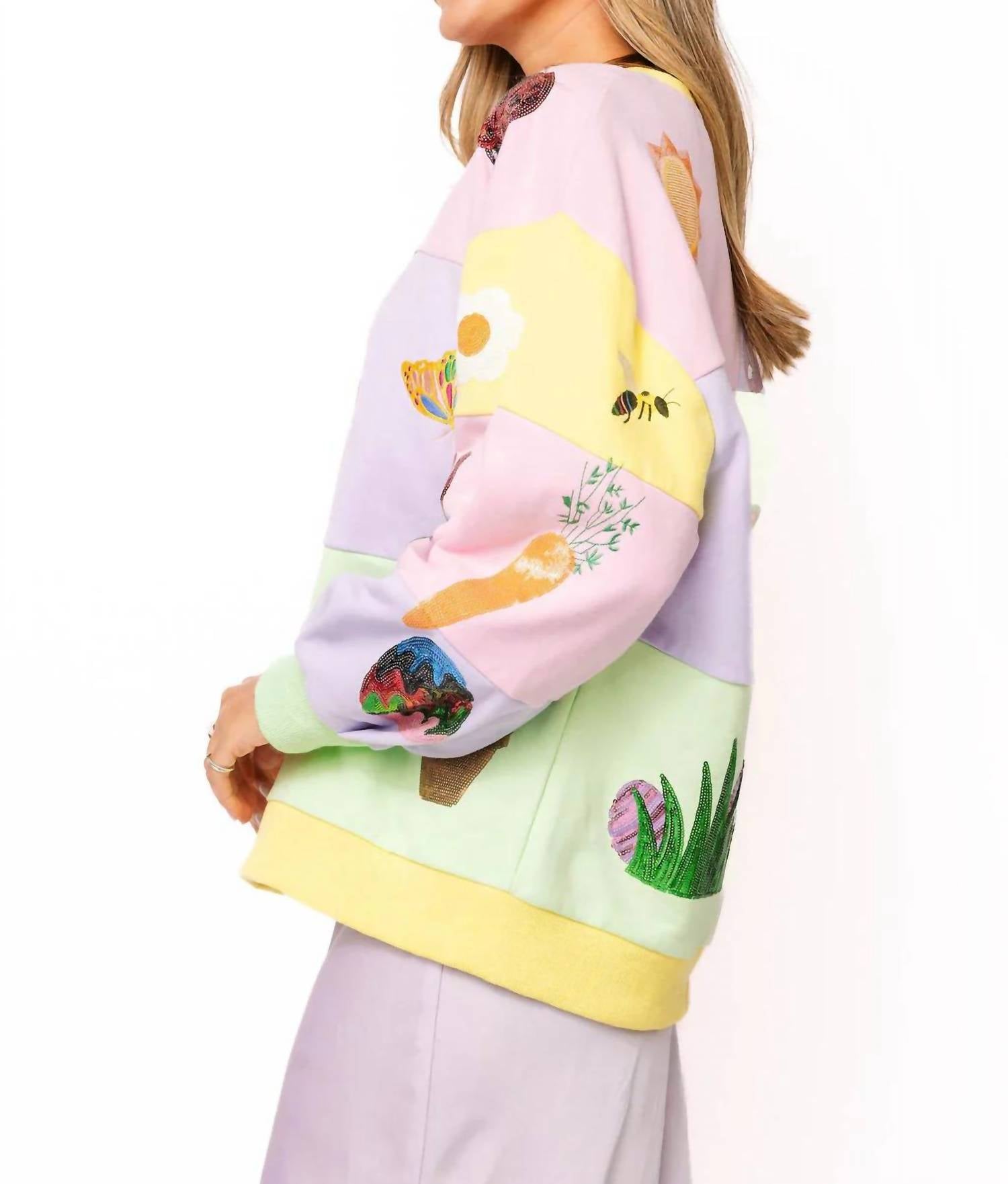 Queen Of Sparkles - Pastel Colorblock Easter Icon Sweatshirt