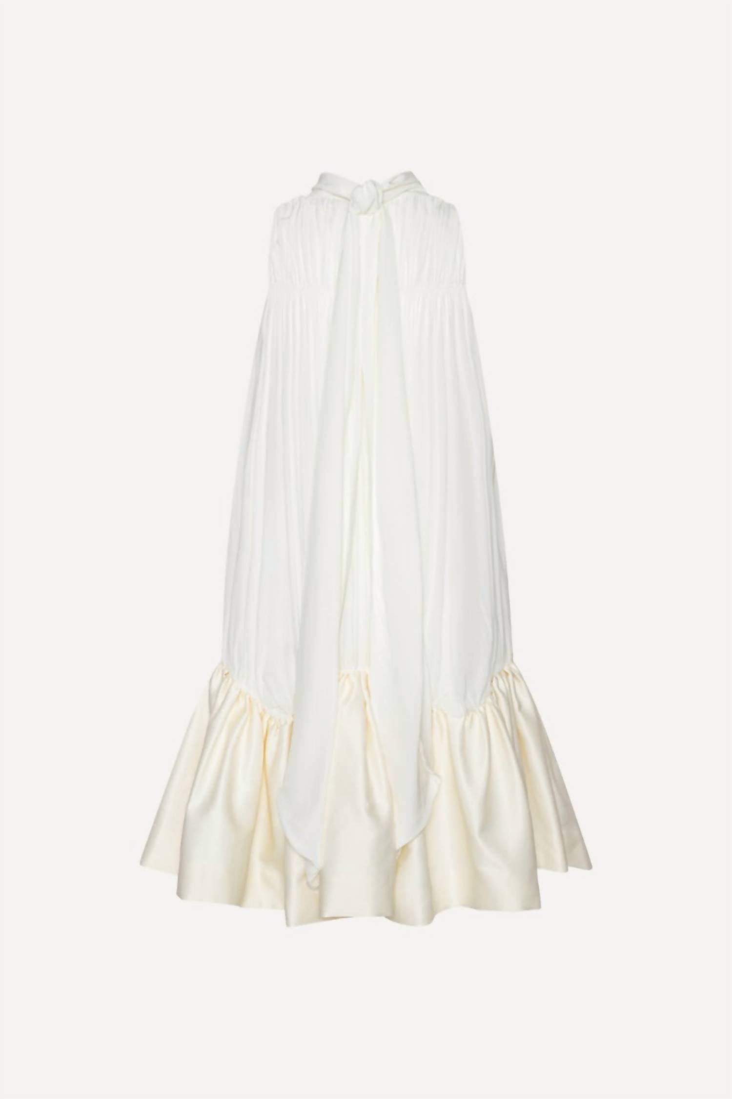ROTATE Gathered Mini Dress in egret - women's dress - view 4