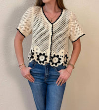 New In - Amelia Short Sleeve Crochet Cardigan