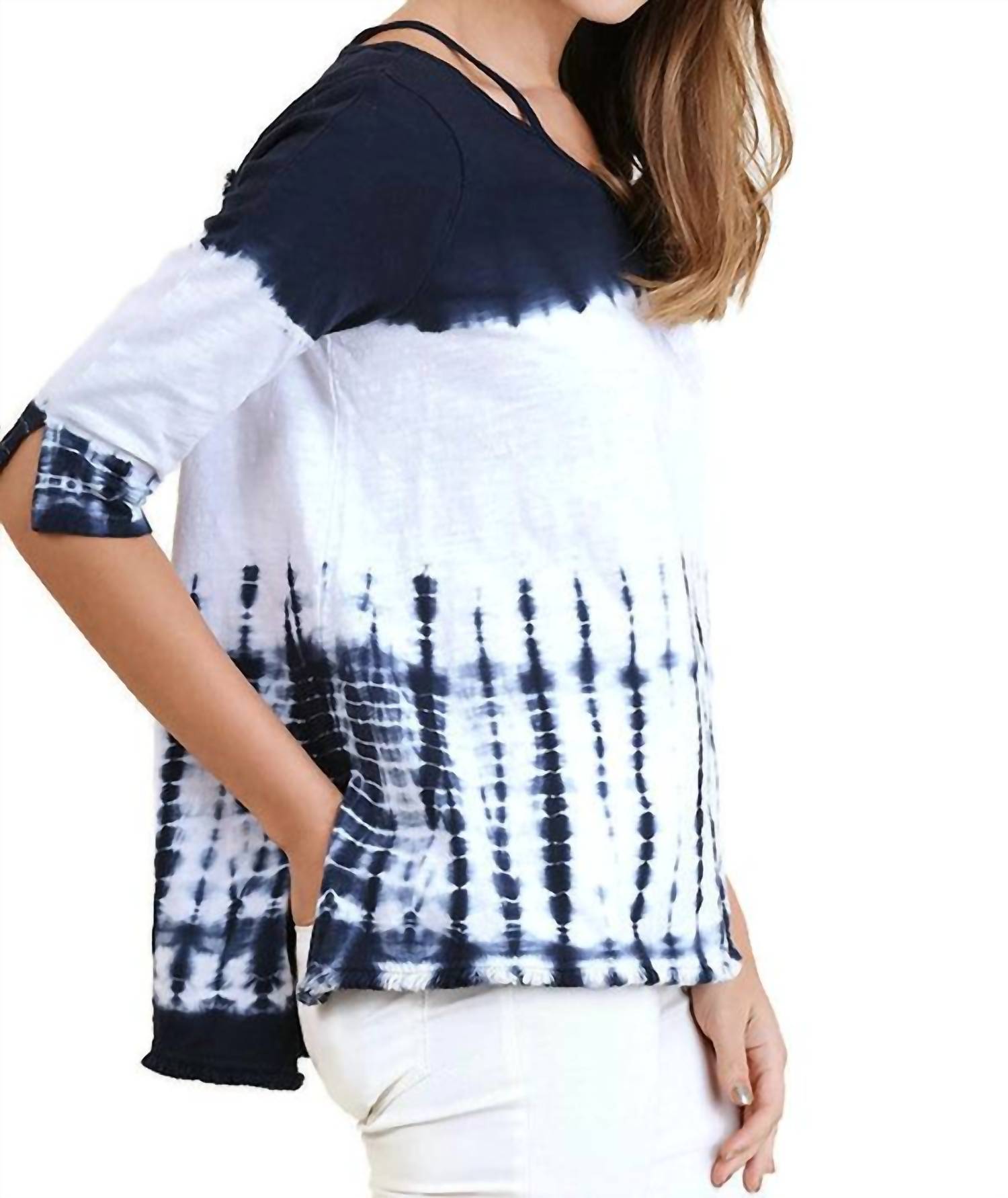 Umgee - Washed Tie Dye Fringed Tunic