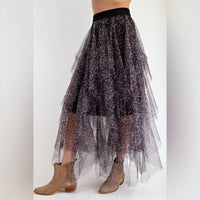 Easel - Animal Print Mesh Skirt