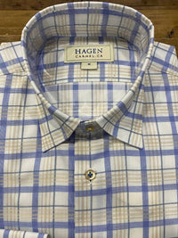 Hagen Carmel - Men's White/blue Plaid Shirt
