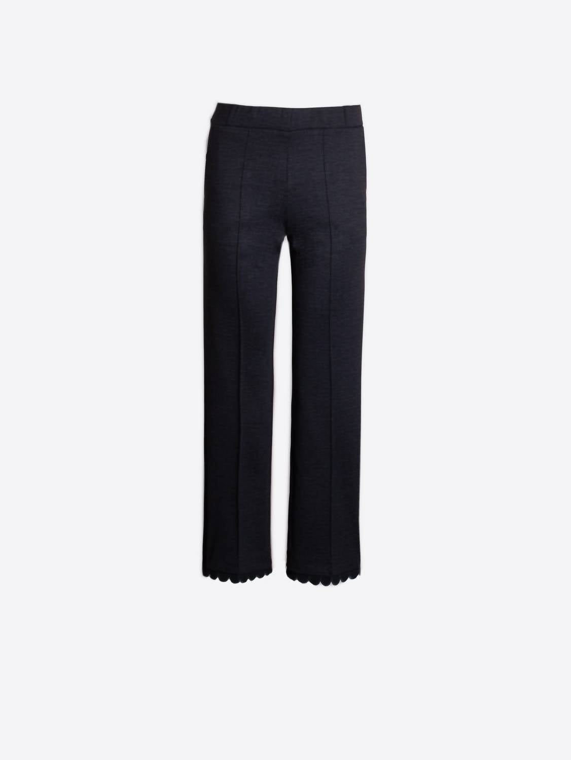 Vilagallo - Pull On Straight Leg Scallop Hem Pant
