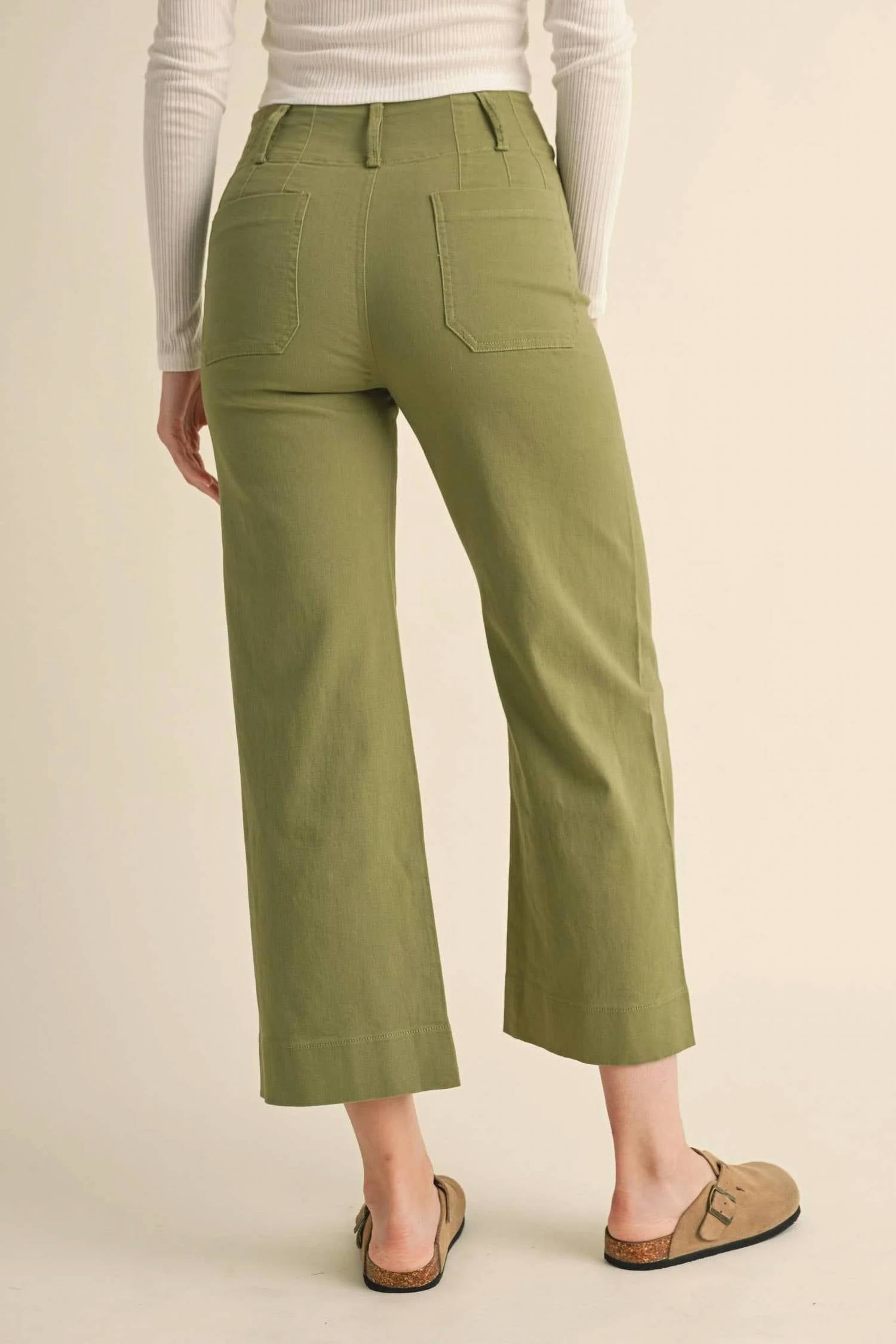 &Merci - High Waist Cropped Wide Leg Pants