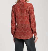 Apny - Nouveau Print Placket Pullover Blouse