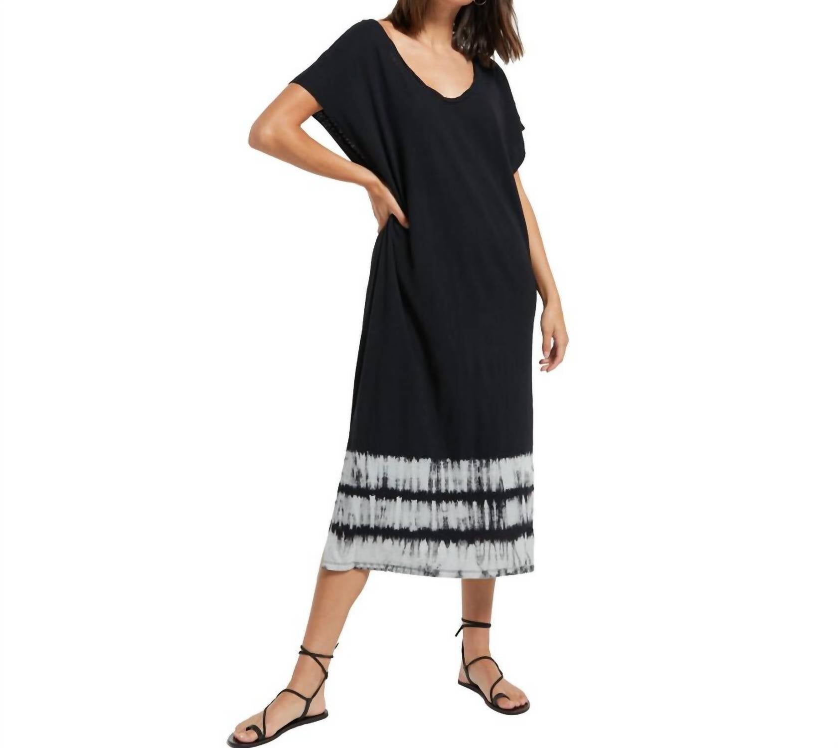 Z Supply Eden Stripe Tie-dye Dress in black - women's dress