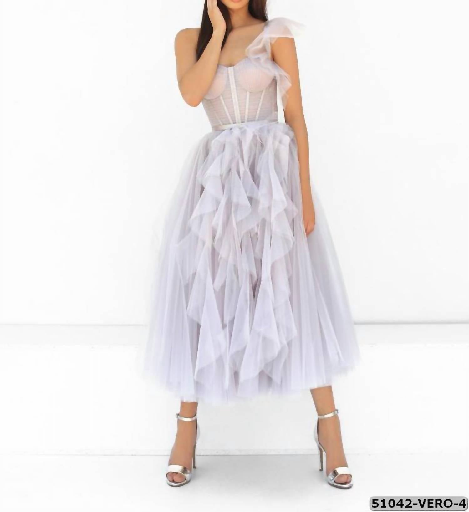 Tarik Ediz Women's A-line Dress in lilac blue - women's dress