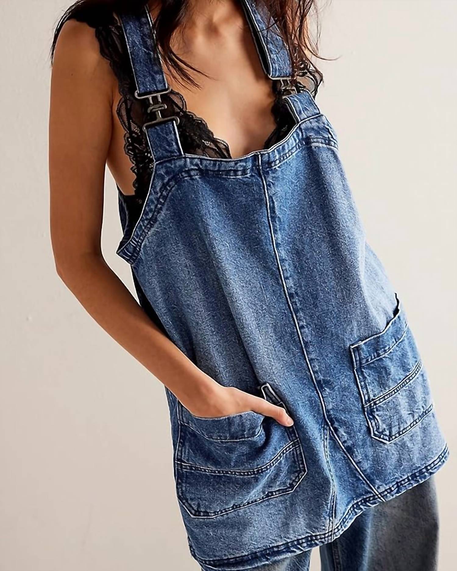 BluIvy The Millie Denim Dress in blue - women's dress - detail view