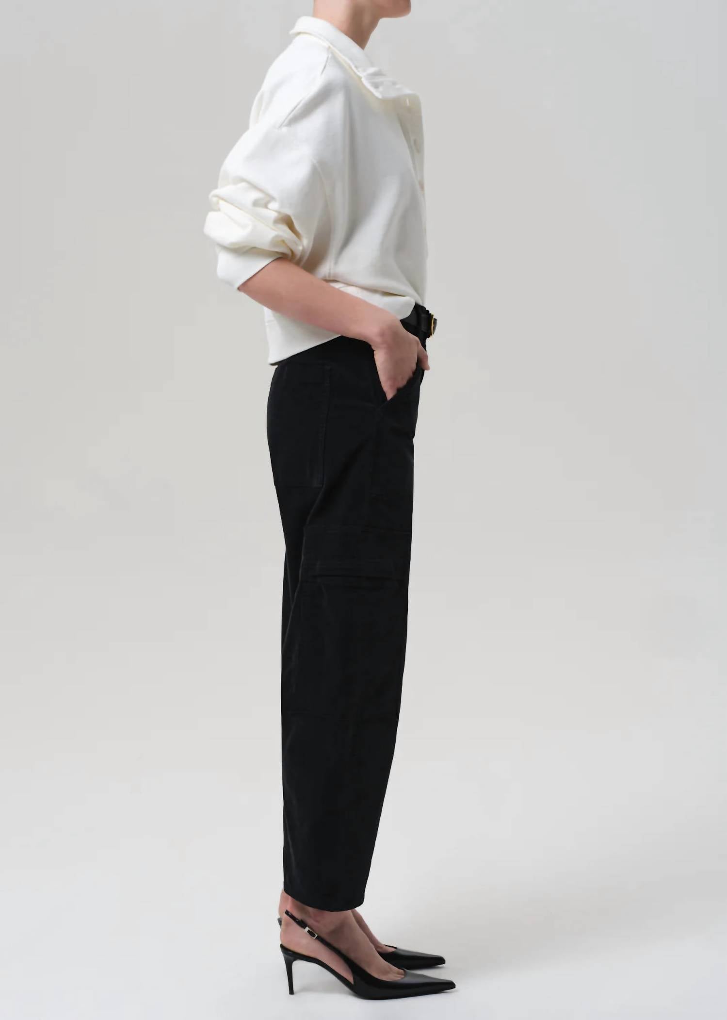 Citizens of Humanity Marcelle Cargo Corduroy Pants in charcoal 1 - women's pants - alternate view
