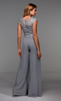 ALYCE PARIS Cap Sleeve Jumpsuit in silver - women's pants - alternate view