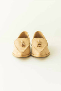 YELLOWBOX Women's Refine Pointed Toe Loafer in nude - women's flats - detail view