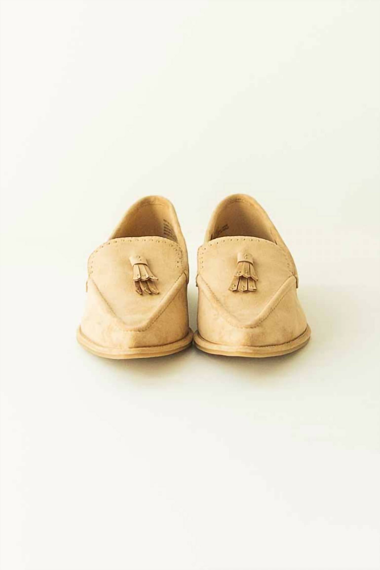 YELLOWBOX Women's Refine Pointed Toe Loafer in nude - women's flats - detail view