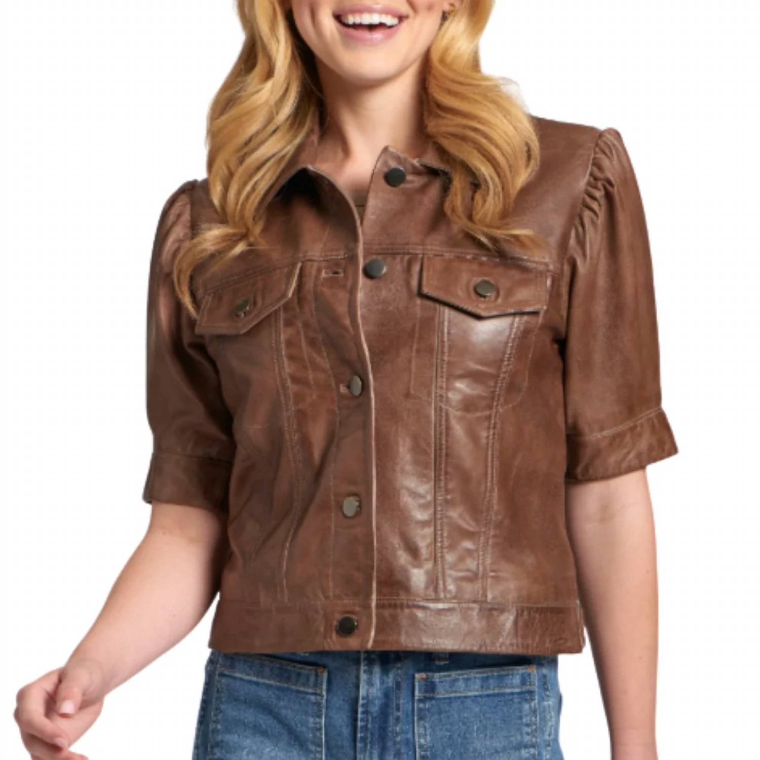 11 Uptown - Short Sleeve Leather Jacket