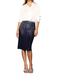 Skies Are Blue - Ombre Sequin Midi Skirt