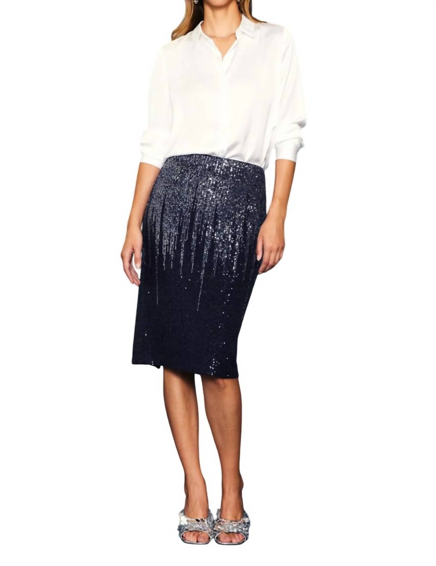 Skies Are Blue - Ombre Sequin Midi Skirt