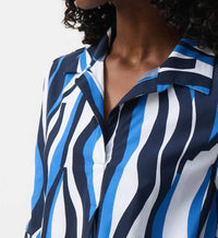 Joseph Ribkoff 3/4 Sleeve Trapeze Shirt Dress in blue white - women's dress - view 4