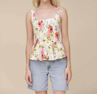 Avec Les Filles - Peplum Hem Corset Square Neck Top
