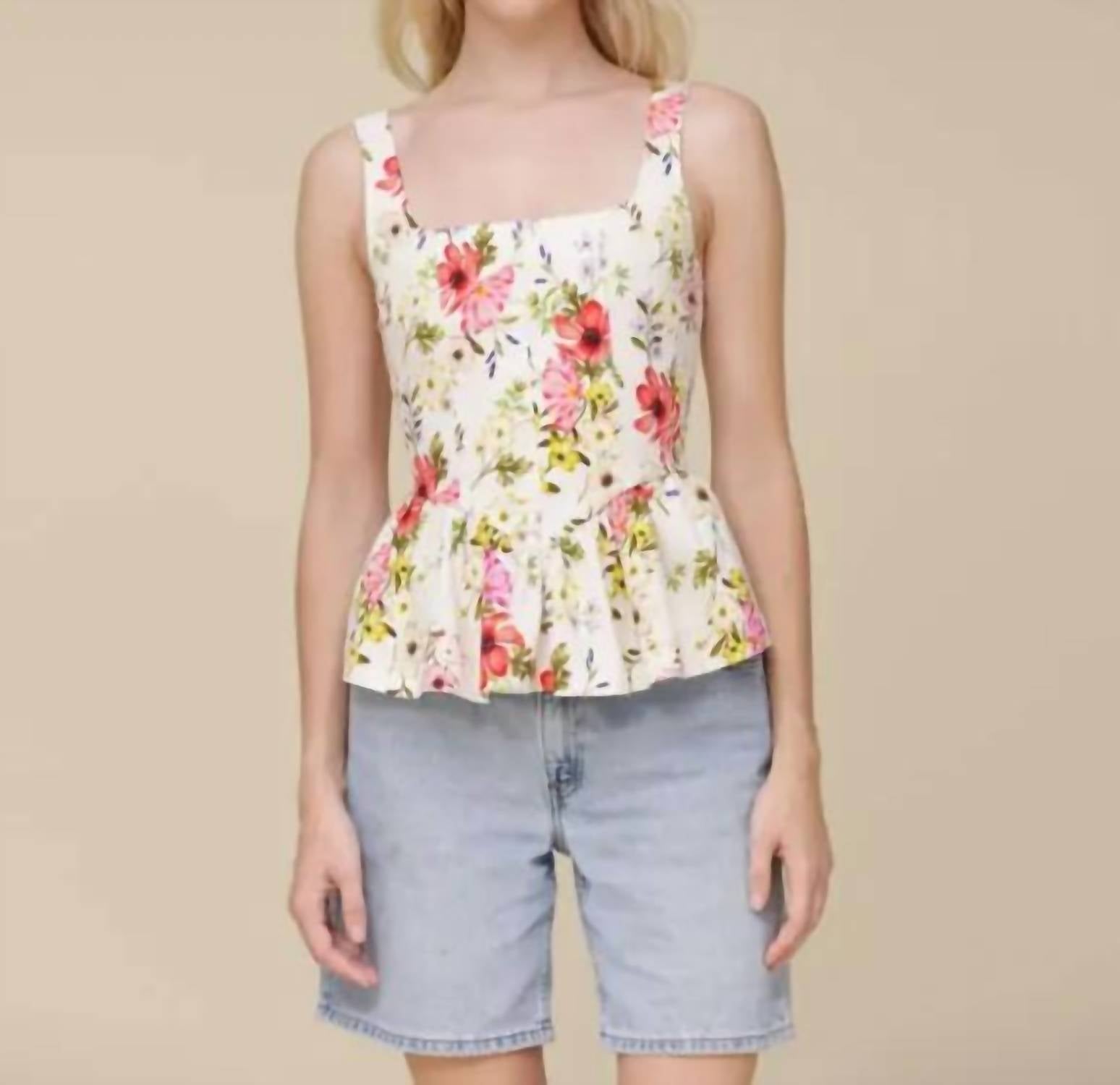 Avec Les Filles - Peplum Hem Corset Square Neck Top