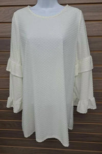 Vine & Love - Women's Swiss Dot Ruffle Shirt