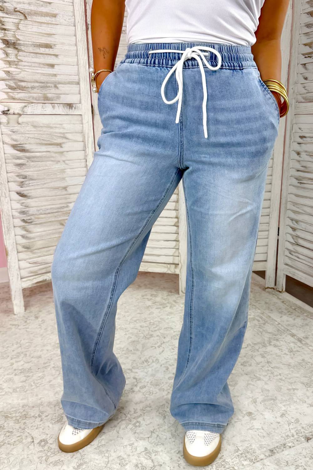 Mica Denim - Women's High Rise Drawstring Jeans