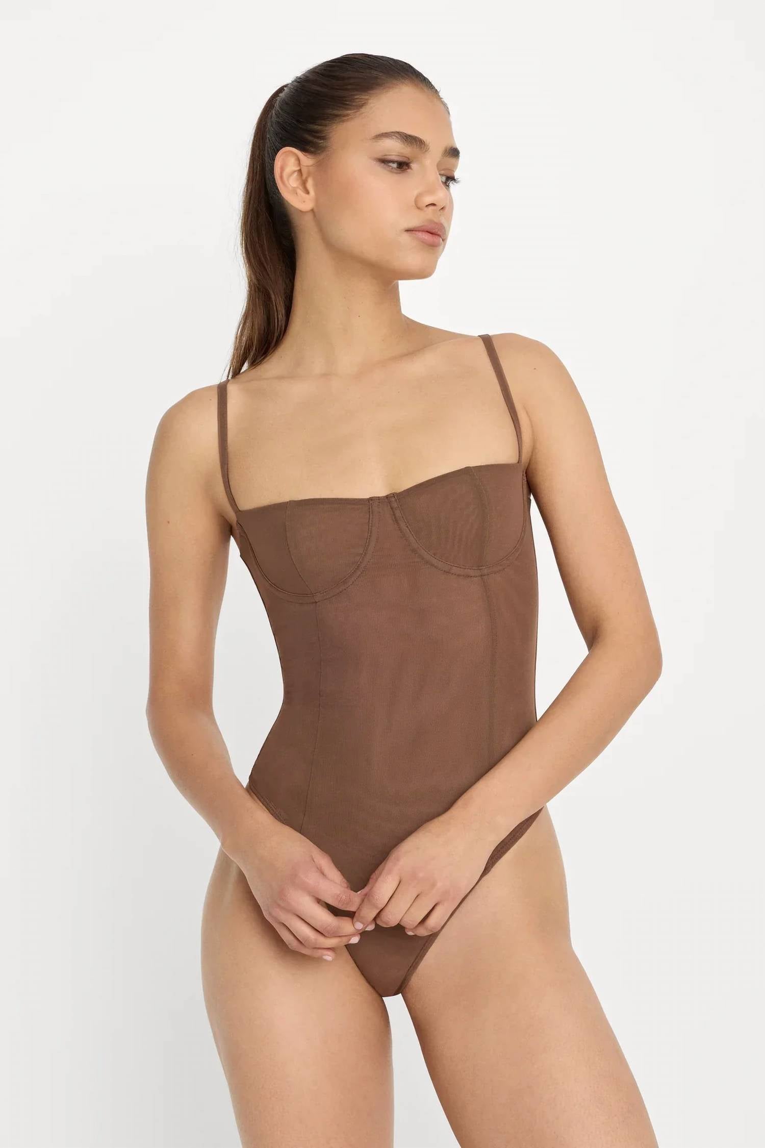Good American - Mesh Bustier Bodysuit