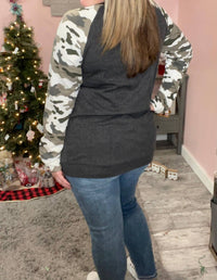 Michelle Mae - Camo Sleeve Pullover