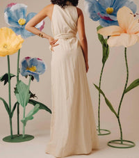 LOVE THE LABEL Arlene Midi Dress in macadamia seersucker - women's dress - detail view