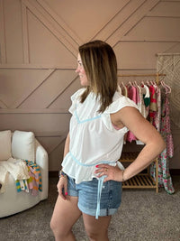 Kori - Mock Neck Short Sleeve Contrast Top