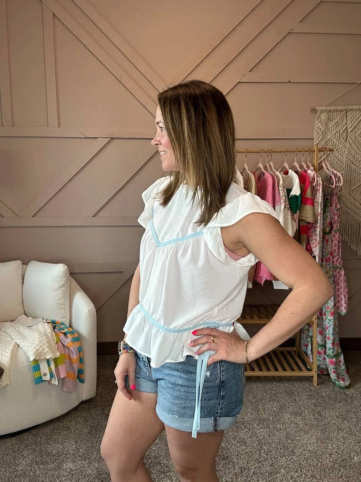Kori - Mock Neck Short Sleeve Contrast Top