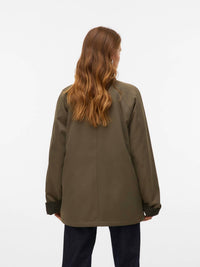 VERO MODA CORDUROY DETAIL BARN JACKET in olive - women's jacket - detail view