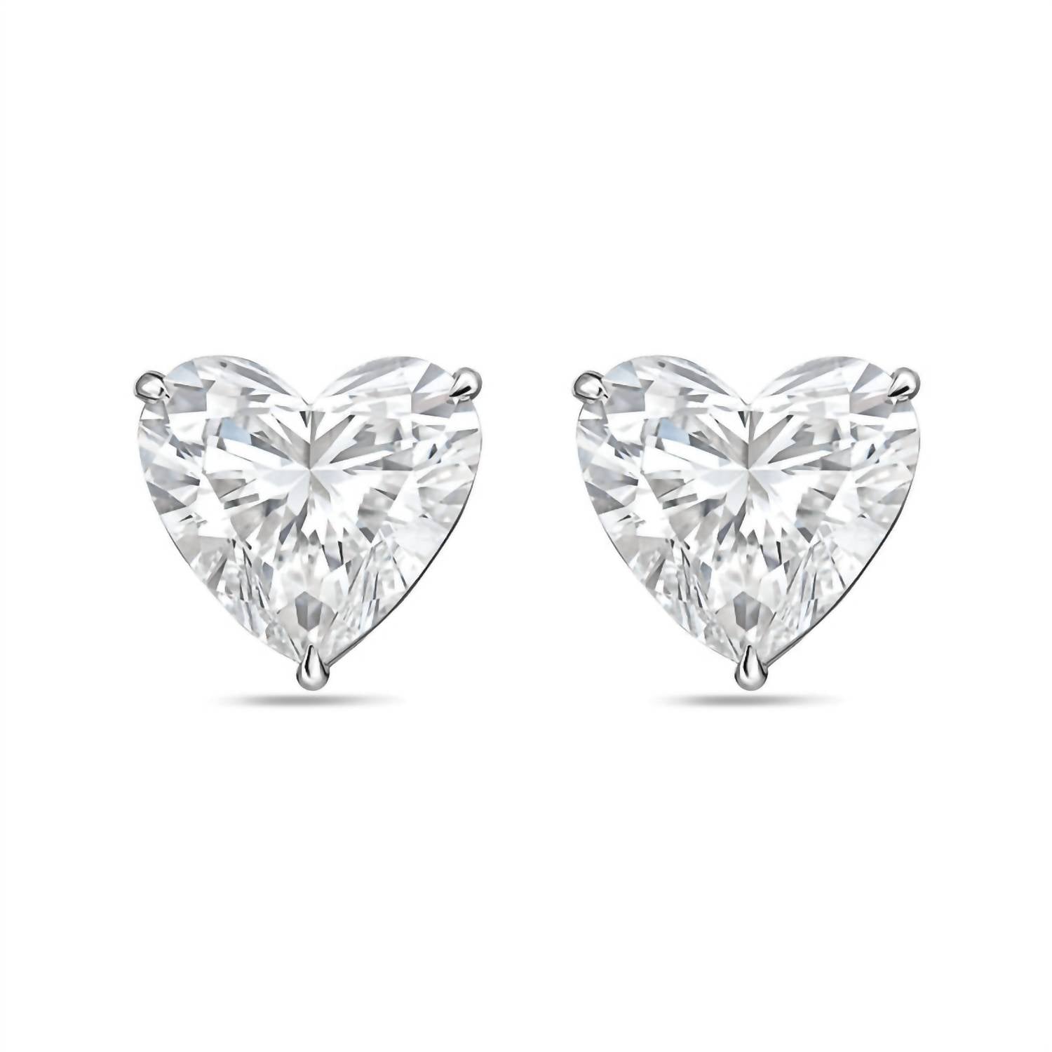 Diana M Jewels - Women's Heart Lab-grown Diamond Stud Earrings (6.00 Tcw) - Elegant