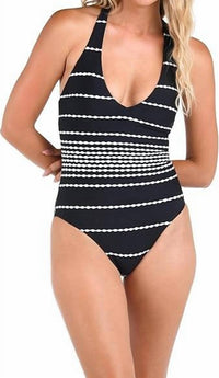 La Blanca Women's City Lights Back Tie One Piece Swimsuit in black - women's swimwear