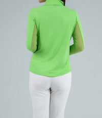 Ibkul - Zip Mock Neck Solid Top