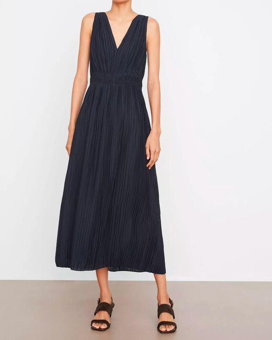 Vince - Pleated V Neck Dress