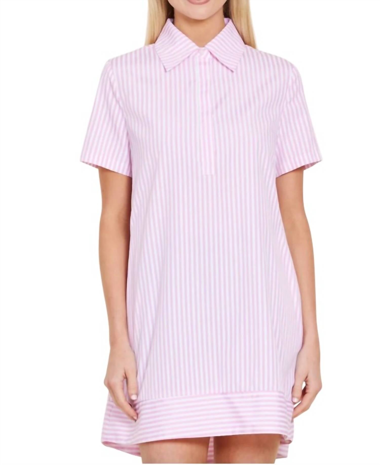 DOLCE CABO Poplin Shift Dress in pink white - women's dress