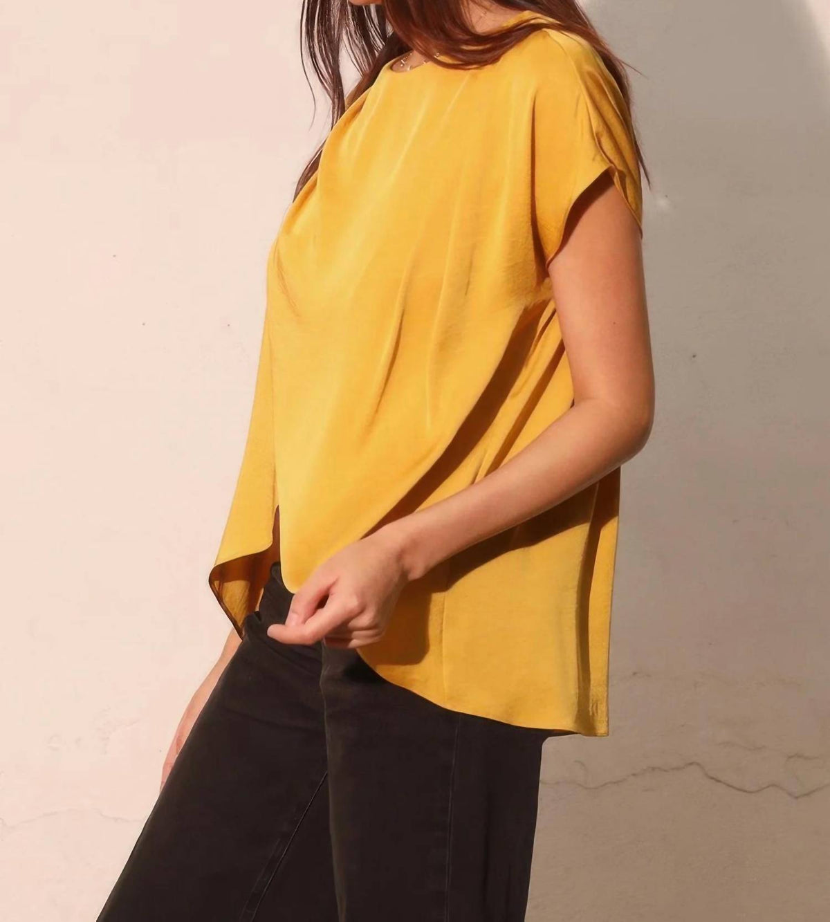 Tyche - Washed Poly Silk Tulip Tunic Top
