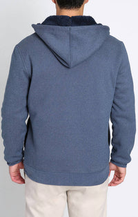 Jachs New York - Sherpa Lined Ultra Soft Ribbed Hooded Henley Sweatshirt