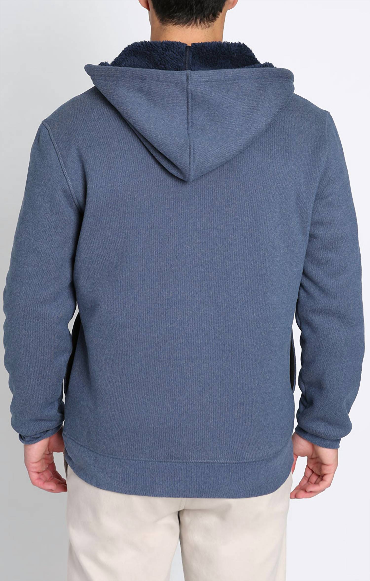 Jachs New York - Sherpa Lined Ultra Soft Ribbed Hooded Henley Sweatshirt