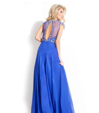 Rachel Allan - High Mesh Neck Beaded Chiffon Gown