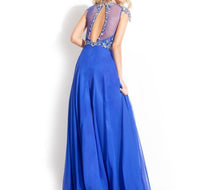 Rachel Allan - High Mesh Neck Beaded Chiffon Gown