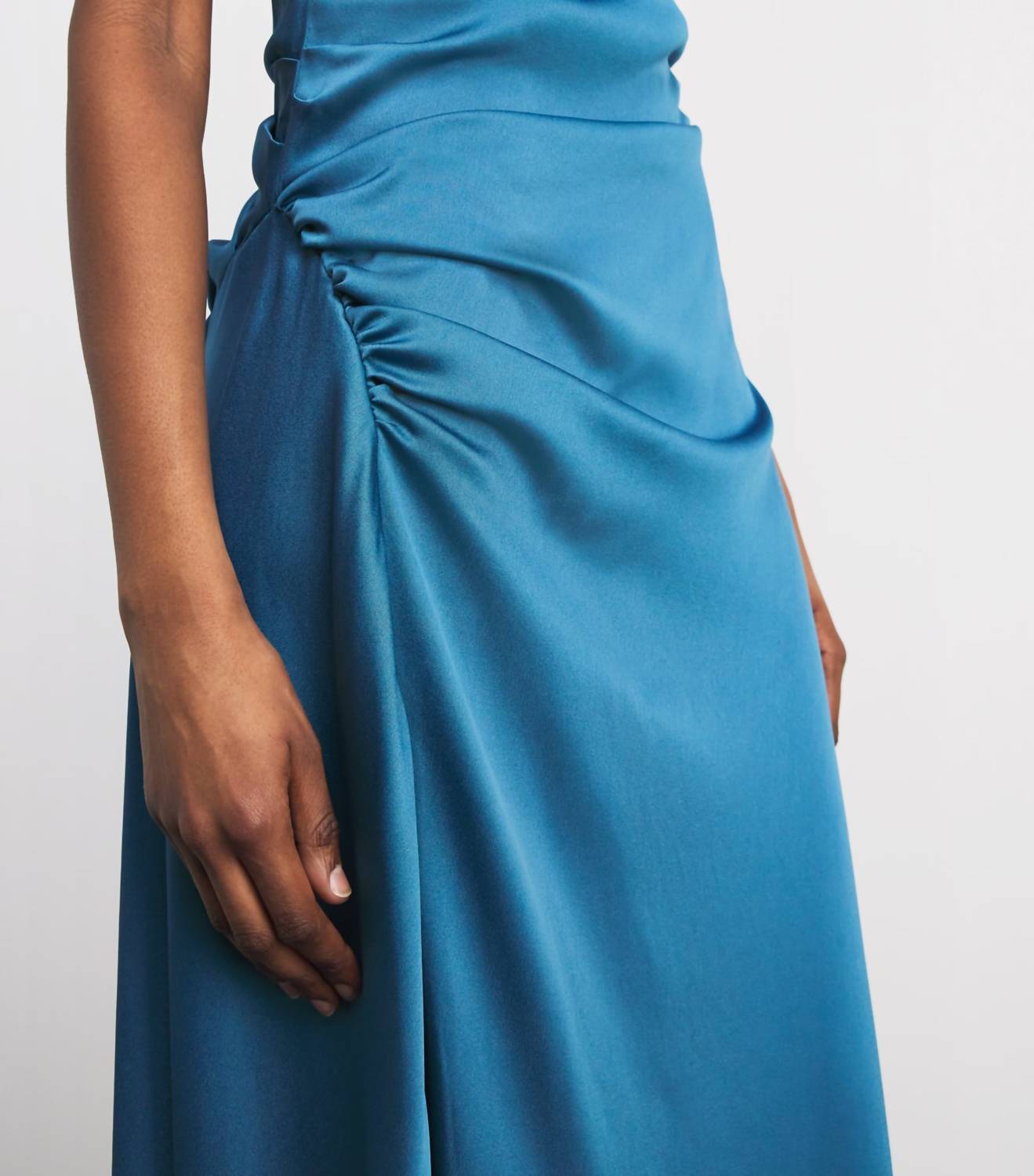 SIMKHAI Marabella Draped Midi Dress in washed indigo - women's dress - alternate view