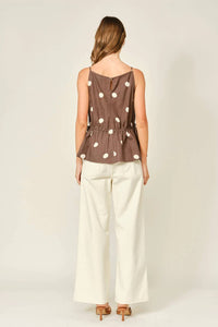 Aaron & Amber - Soft Touch Polka Dot Babydoll Waist Top