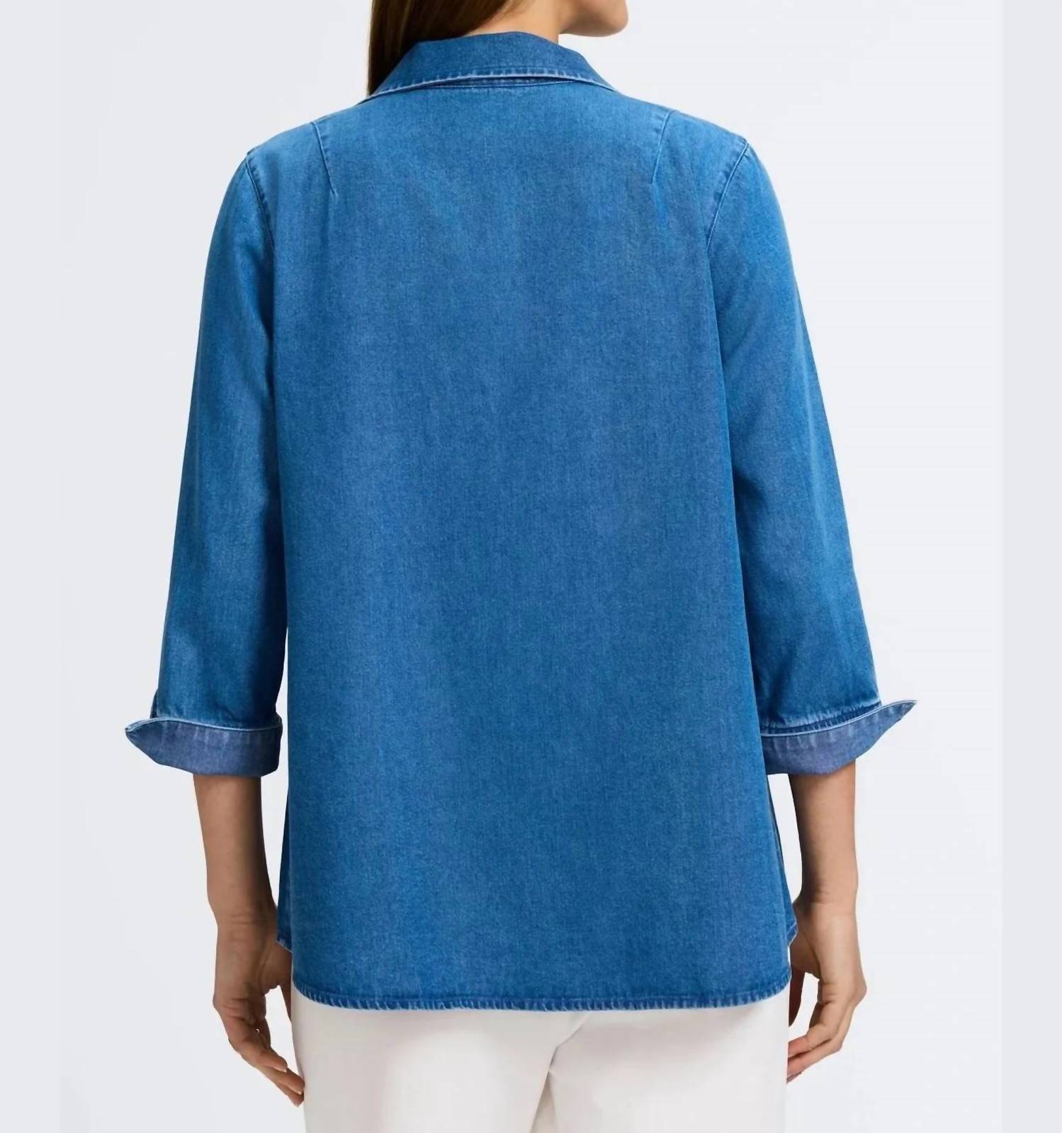 Foxcroft - Agnes Chambray Popover Top
