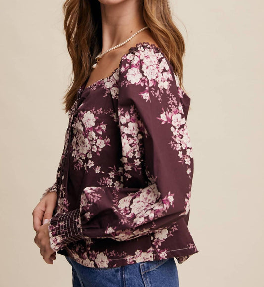 Listicle - Floral Puff Sleeve Blouse