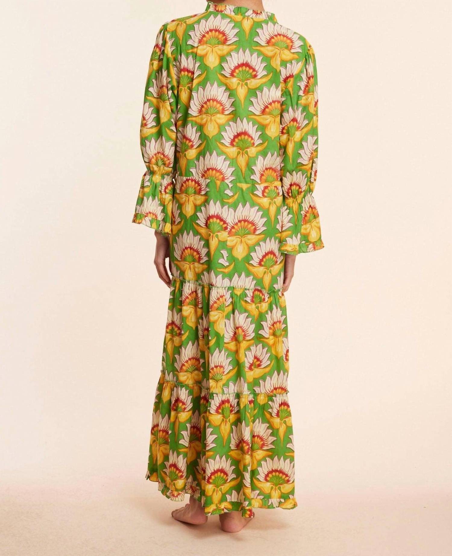 MODAPOSA Alcee Floral Lilly Fall Resort Maxi Dress in green white - women's dress - view 4