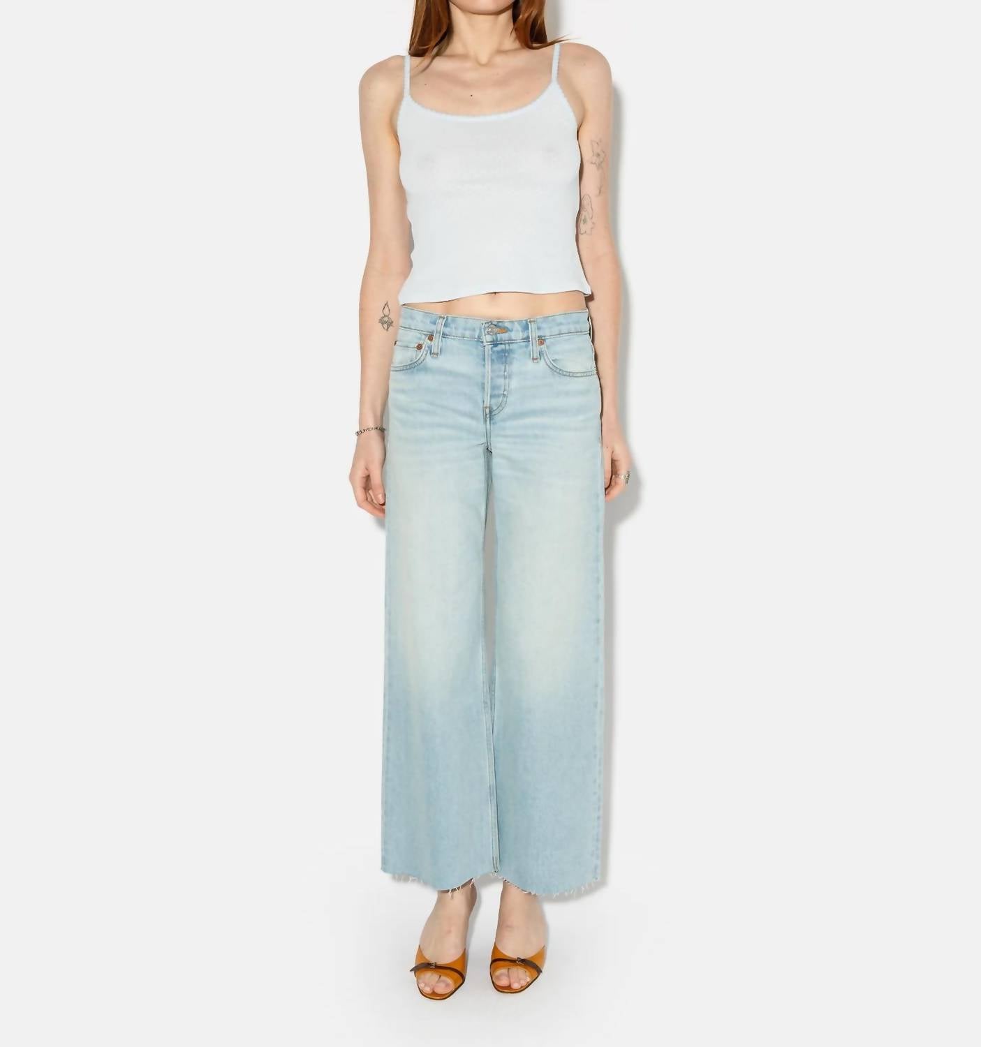 Re/Done - Mid Rise Wide Leg Crop Jeans